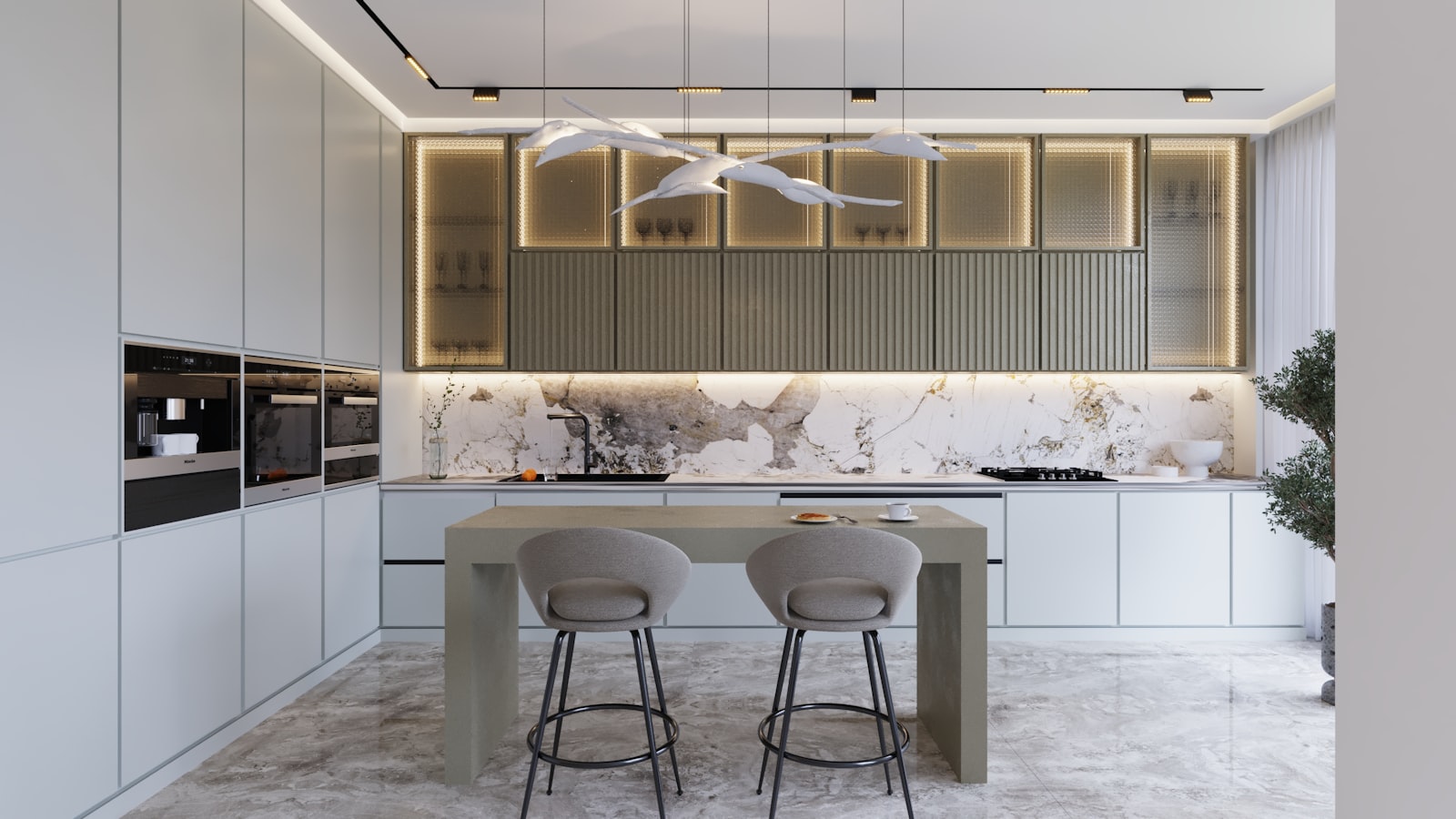 Quartz kitchen countertop detail